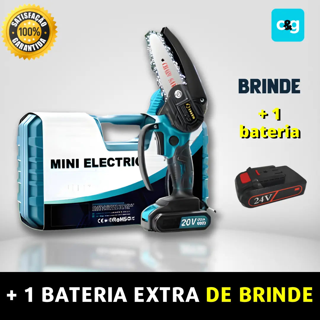 Super Motosserra Elétrica a Bateria + BRINDE  (BATERIA EXTRA)